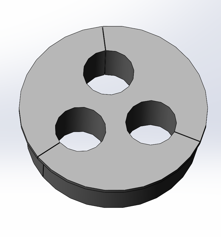 Three-hole custom sealing component CAD concept
